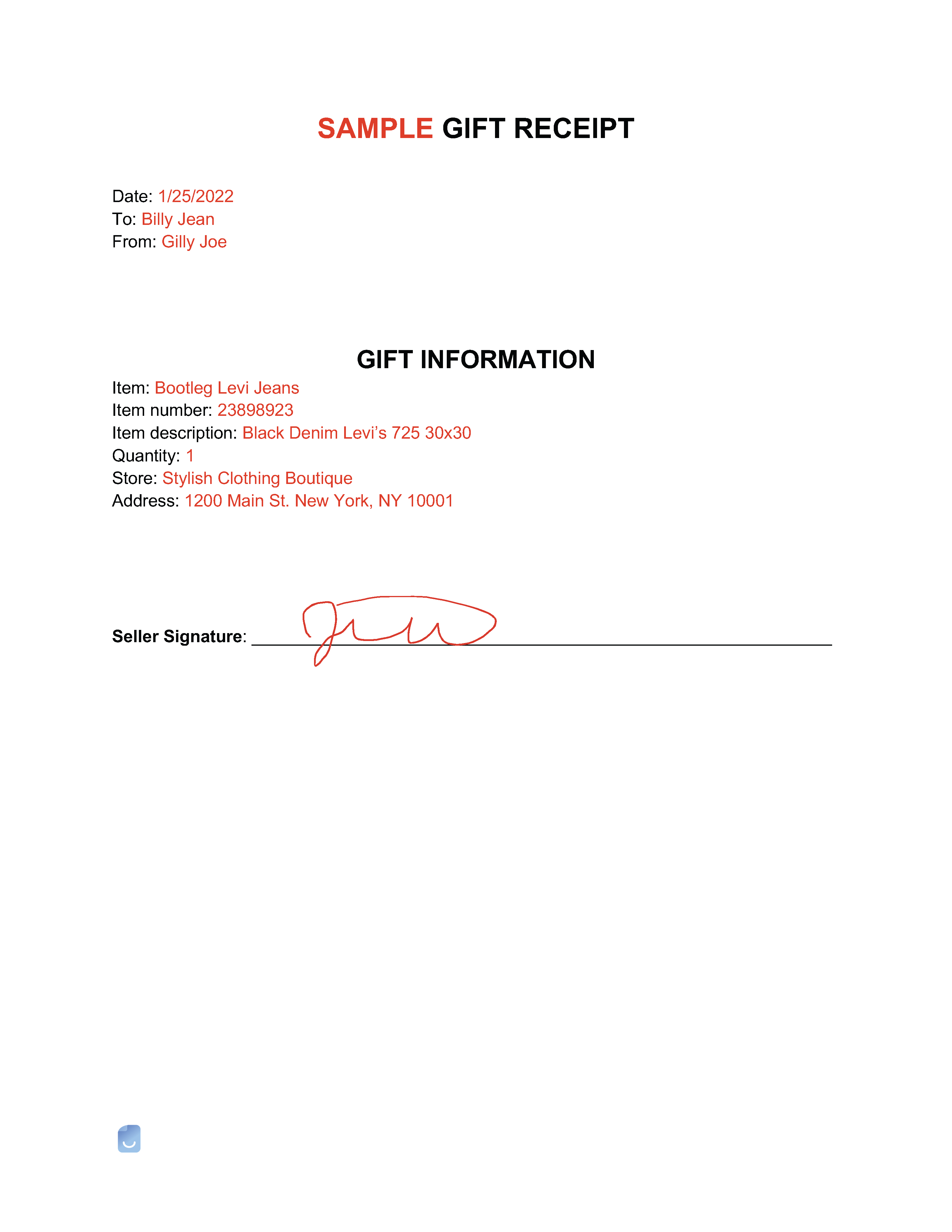 Gift Receipt Template Invoice Maker